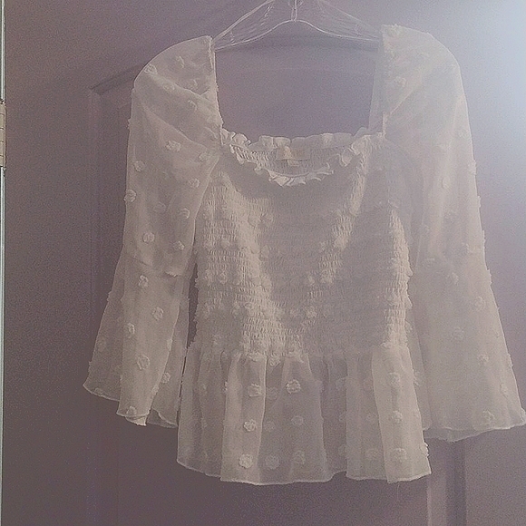 London Rose Tops - Classic Style Swiss Dot Top size L